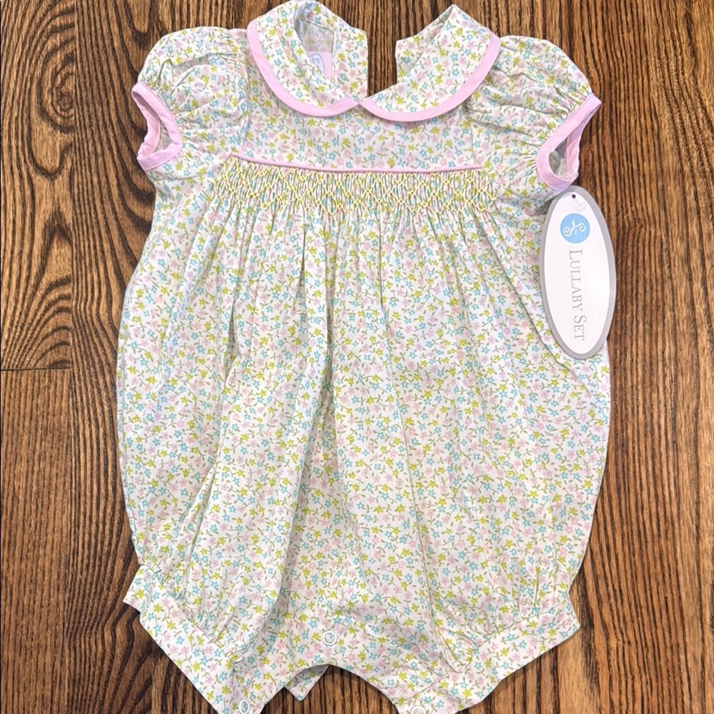 Floral smocked Baby Bubble